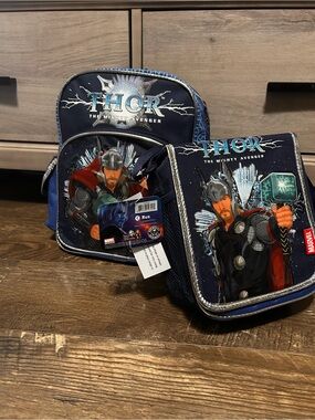 Vintage Y2K 12inch Marvel Thor Men’s Navy Blue Backpack Set